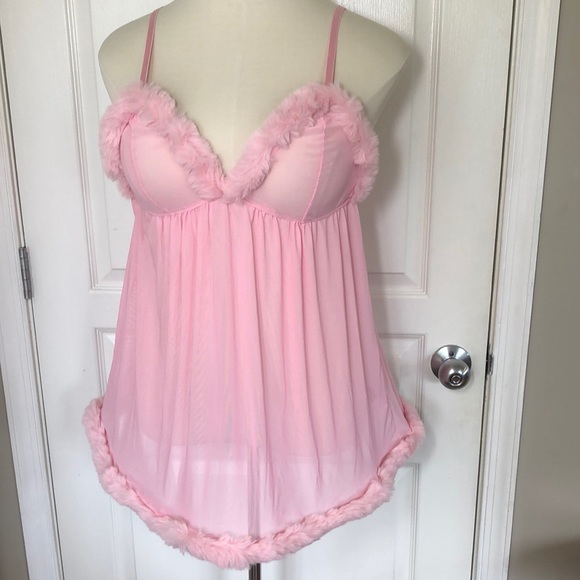 Boohoo Other - SEXY SHEER PINK NIGHTY LINGERIE GOWN FUR BOOHOO 14